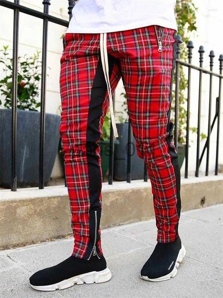 Pantaloni da uomo Pantaloni da uomo Plaid Patchwork Causale Stile coreano Slim Trend Matita Pantaloni da jogging maschili con coulisse Pantaloni sportivi All-Match x1017