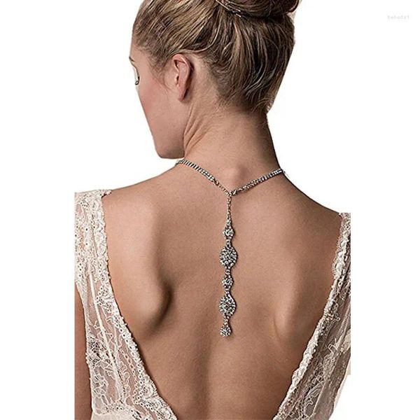 Colares de pingente moda sexy colar de volta strass longo borla para mulheres requintado nupcial jóias de casamento clavícula cadeia