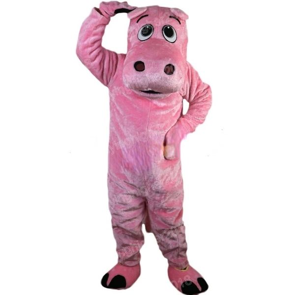 Costume da mascotte ippopotamo rosa di Halloween per adulti, cartone animato, personaggio a tema anime, abito unisex di carnevale, abito da festa di fantasia natalizio