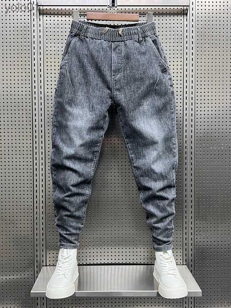 Calças de brim masculinas casuais gradiente cinza jeans moda masculina 2023 solto hip hop harem calças ao ar livre corredores designer streetwearl231017