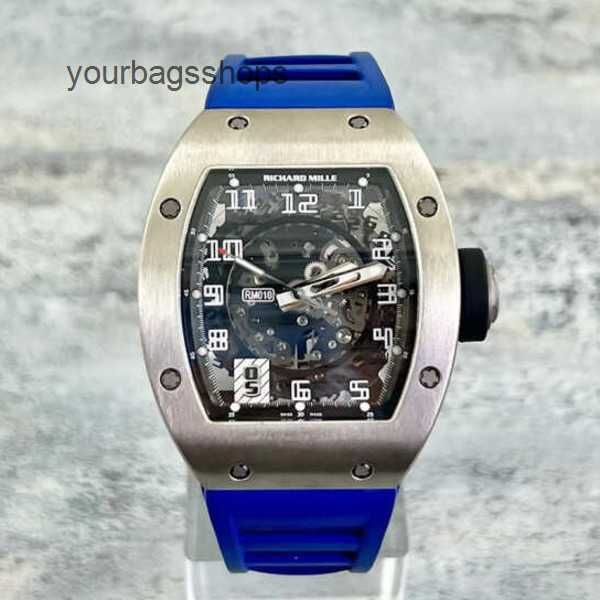 Мужские кварцевые наручные часы Швейцарские наручные часы RM Серия RM010 Rm010 Титановый металлический корпус с полым циферблатом Б/у Роскошный G9Z2