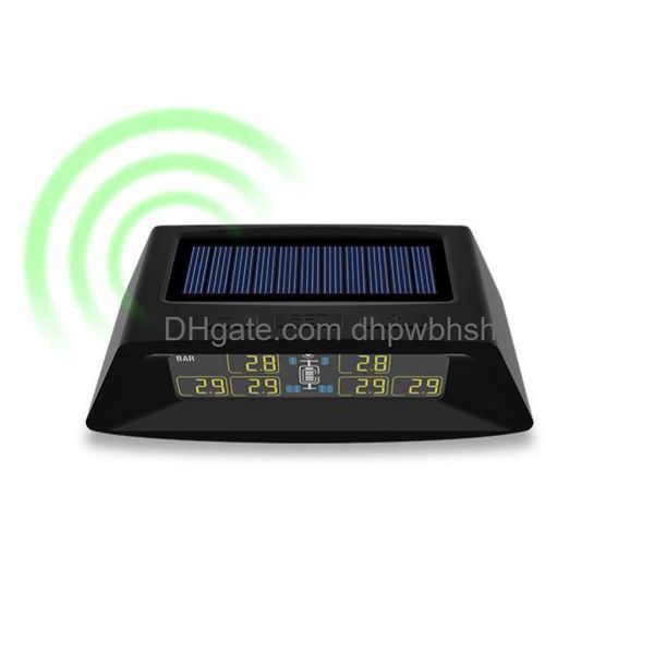 Codash 8Bar Auto Solar Tpms Reifendruckkontrollsystem Display Alarm Monitor USB-Ladetemperaturalarm 6 Sensoren Drop Deliv