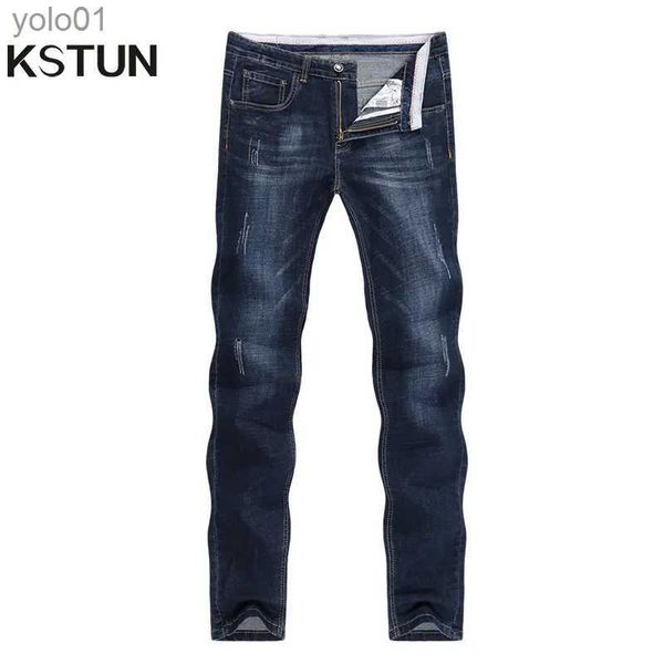 Herrenjeans KN Herren Jeans 2023 Sommer Denim Hosen Slim Straight Dunkelblau Regular Fit Freizeit Lange Hosen Berühmte Marke Jean Men HombreL231017