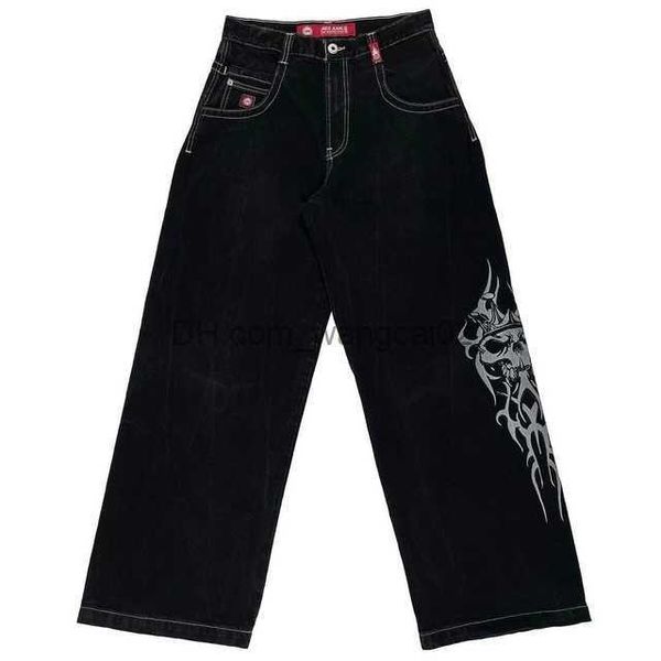 Uomo JNCO Streetwear Retro modello teschio ricamato Jeans larghi Moda Uomo Donna Haruku Hip Hop Gothic Pantaloni larghi Pantaloni T231017 AB5N