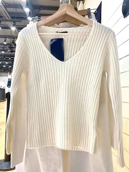 Maglioni da donna Maglione a costine Donna Autunno Inverno Abbigliamento Scollo a V Manica lunga Pullover casual Top Donna Slim Y2K 2023