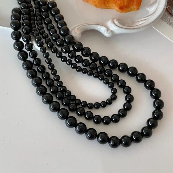 Girocollo Gioielli in stile coreano Squisita collana di perline di cristallo nero Girocolli alla moda da donna Accessori di fascino classico Gioielli delicati
