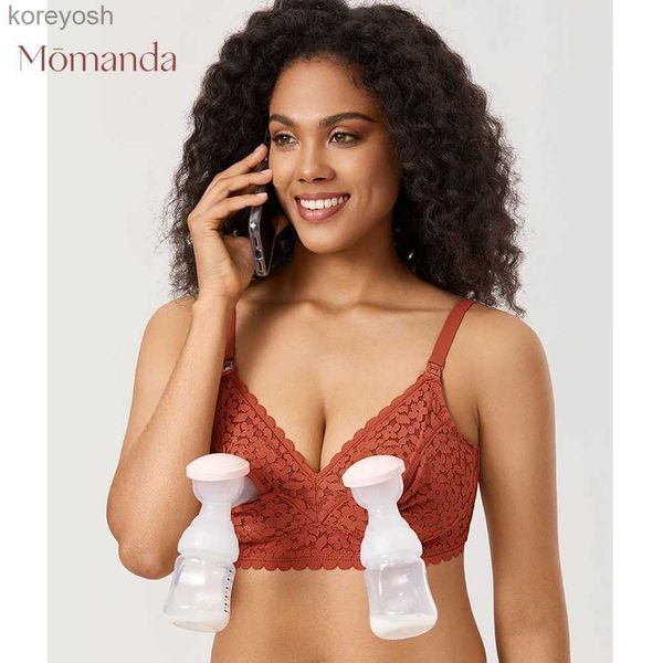 Umstandsunterwäsche MOMANDA Freisprech-Pump-BH Stillen Umstands-BH aus kabelloser Spitze Sexy Unterwäsche Still-BH für schwangere Frauen All In OneL231017