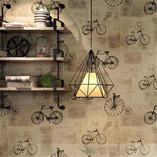 Wallpapers Wellyu Retro Nostalgische Tapete Fahrrad Damen Milchtee Bekleidungsgeschäft Mode Kaffee Café Hintergrund