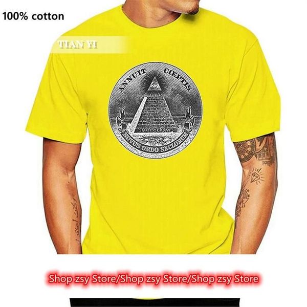 Homens camisetas Annuit Coeptis Pyramid Eye Illuminati Cash - Mens Algodão T-shirt Moda Manga Curta Camiseta Camisas288Z