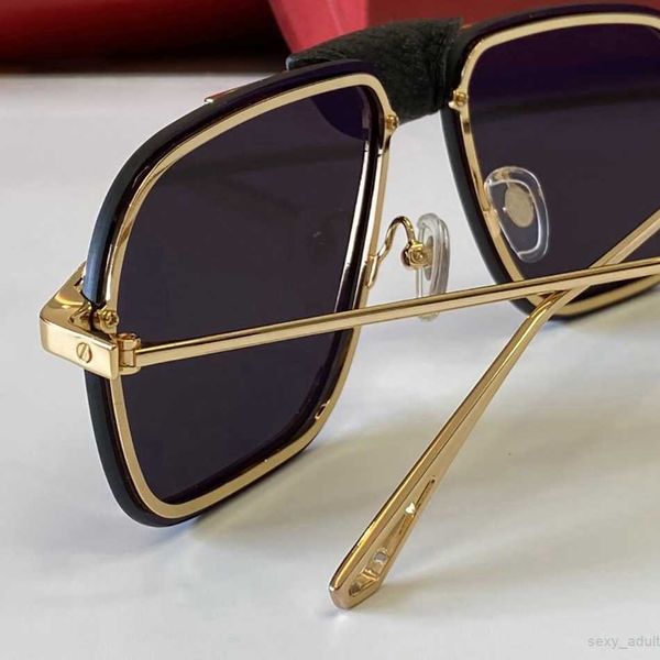 Gold Cartir Man Pilot Güneş Gözlüğü Kadın Moda Gözlük Deri Toka Tasarım Polarize Güneş Gözlüğü Retroreflektör Gözlükleri Metal Çerçeve Vida Tasarımcı Erkekler Sunglas