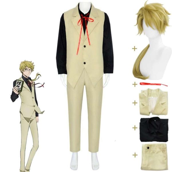 Cosplay Anime Bungou Bungo Cani Randagi Kunikida Doppo Kunikuda Dotsupo Costume Cosplay Parrucca Detective Uniforme Gioco di Ruolo di Halloween Vestito