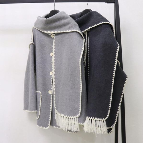 Frauen Mode Wollmantel Patchwork Quaste Der Schal Mäntel Langarm Tasche Einreiher Jacke Winter Kaschmir Oberbekleidung