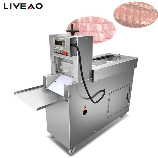 Automatische CNC-Lammbrötchen-Speckscheiben-Gefrorene-Fleisch-Schneidemaschine mit Förderband