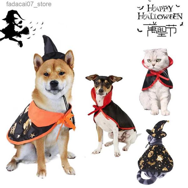 Costumi per gatti PET Gatto Cane Costume Vestito di Halloween Carino Cosplay Vampiro Mantello Cappello per animali Gatto Cane Party Dress Up Cucciolo Kitty Testa Decorazione Tappi YQ231017