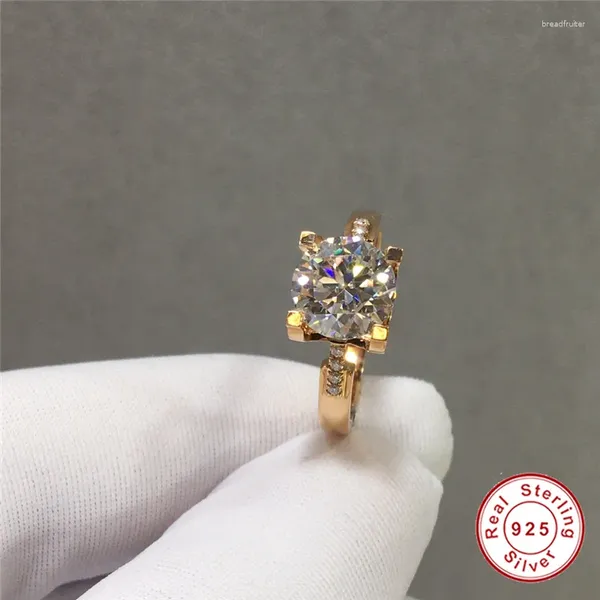 Anelli a grappolo Geoki placcato oro rosa 18 carati da 1 ct taglio perfetto test del diamante superato D colore VVS1 anello con testa di mucca Moissanite per donna di lusso