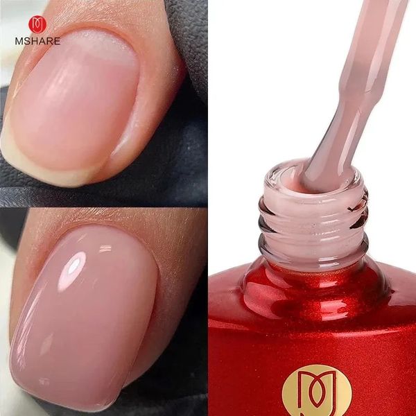 Unha Polonês MSHARE Leitoso Rosa Base De Borracha Gel Glitter Camuflagem Cor Casaco Soak Off Unhas Géis Verniz Laca 10ml UV LED Gel Polonês 231016