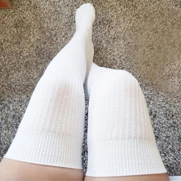 Calze da donna Calze calde sexy da donna alte sopra il ginocchio Calze lunghe invernali in maglia di cotone lavorate all'uncinetto per ragazze e signore