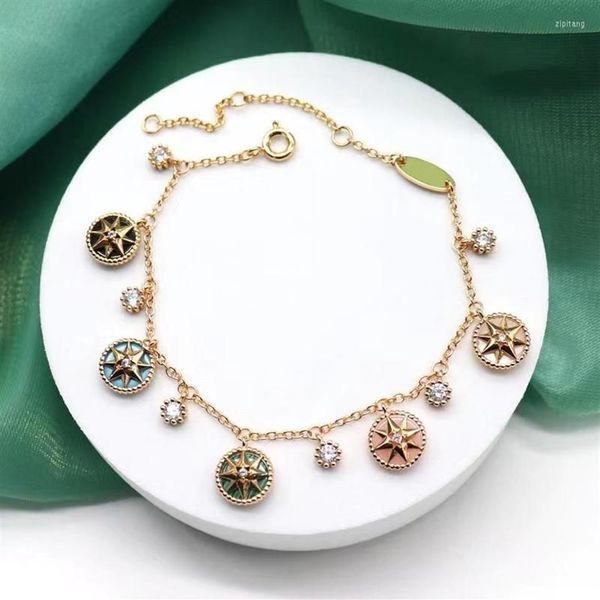 Braccialetti con ciondoli Design della moda Gioielli per ragazze di lusso Catena d'oro di buona qualità Bracciale multi-bussola per le donne Strass Decor Acc266S