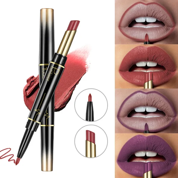 Dual-Ended Lipstick Lip Liner Matte Hold Makeup Show Lip Glaze 16-Farben-Lippenstiftstift