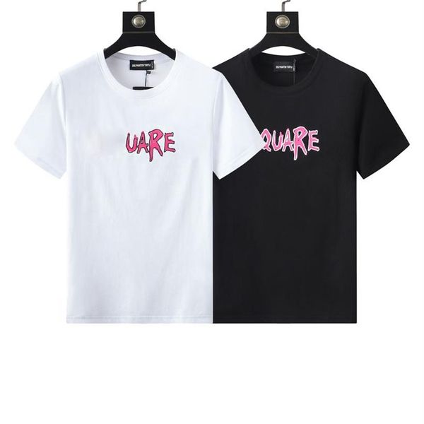 DSQ PHANTOM TURTLE Мужские футболки Мужские дизайнерские футболки Черно-белая футболка с логотипом на спине Мужская летняя модная повседневная футболка Stree276h