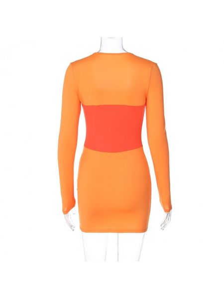 Vestido Slim Colorblock Cintura Império