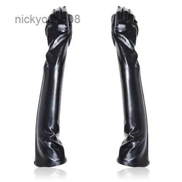 Fingerlose Handschuhe Sexy Hot Sale Faux Lackleder Unisex Lange Handschuhe Latex Wet Look Nachtclub Patry Kostüme Zubehör Enge HandschuheL231017