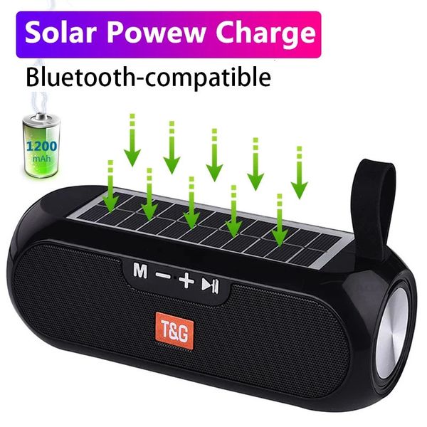 Alto-falantes portáteis Alto-falante poderoso com placa solar Caixa de música estéreo compatível com Bluetooth Power Bank Boombox à prova d'água USB AUX rádio FM 231017