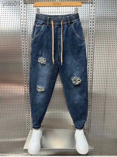 Jeans da uomo Moda Fori Jeans Harajuku Hip-hop Streetwear Pantaloni casual larghi all'aperto Abbigliamento da uomo di marca di alta qualitàL231017