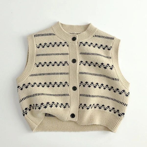 Weste Koreanische Herbst Baby Jungen Gestrickte Weste Infant Mädchen Liebe Jacquard Ärmellose Strickjacke Tops Baumwolle Kleinkind Kind Pullover Weste 231016