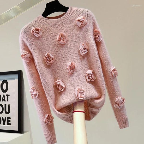 Kadın Sweaters Kalın Sıcak Sweater 2023 Sonbahar Kış Kış Gevşek Düz Renk Sıradan Örgü Küleyler Üst Moda Kız Öğrencileri Beyaz Jumper