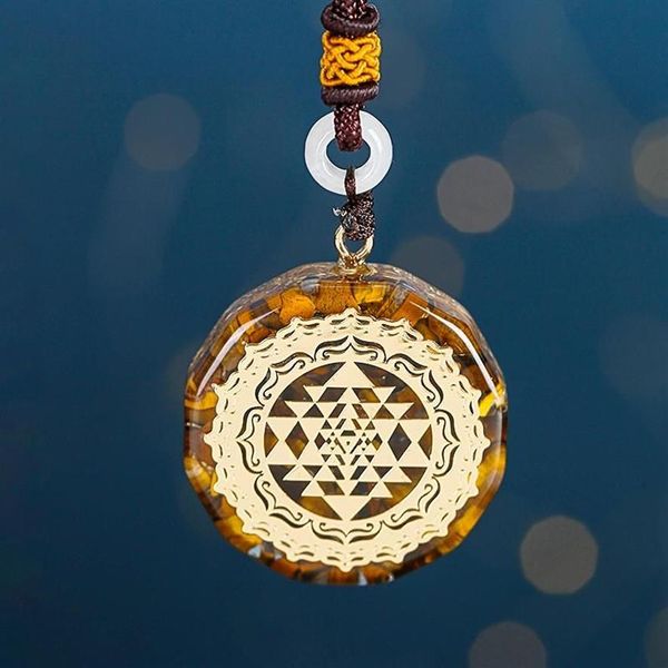 Orgonit Halskette Sri Yantra Anhänger Heilige Geometrie Tigerauge Energie Für Frauen Männer Schmuck Necklaces2634