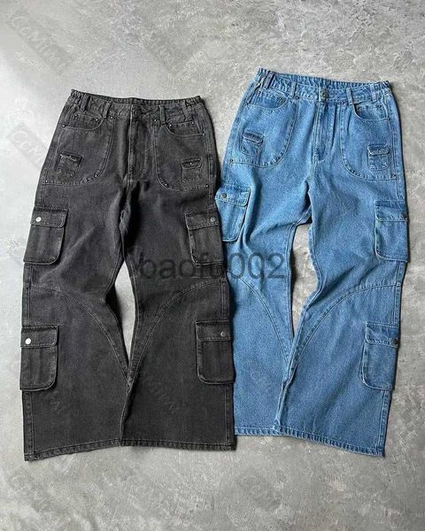 Jeans da uomo Pantaloni larghi larghi drappeggiati retrò Denim Pantaloni cargo con tasche grandi casual Pantaloni Y2k Jeans larghi Uomo Abbigliamento uomo strappato J231017