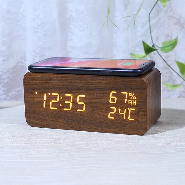 Orologio da tavolo da scrivania Digital Clock Digital ANNIAME LUNEGNO WIRELESS CLOK per la camera da letto Display LED per ufficio Orologio umidità del termometro 231017 231017