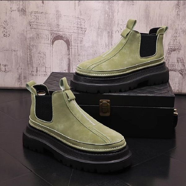 Bota de tornozelo casual chelsea botas jovens hipster estilo britânico retro botas plataforma alta superior sapatos de placa 10a58