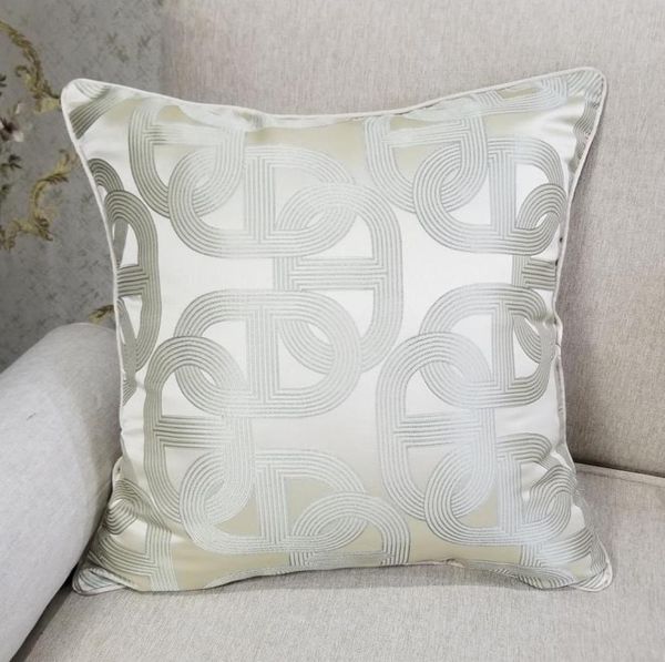 Modischer, luxuriöser, geometrischer Kissenbezug, Champagner, moderne Paspelierung, Jacquard, gewebt, für Boden, Sofa, Überwurf, quadratisch, Heim-Kissenbezug, 45 x 45 cm, 5863599