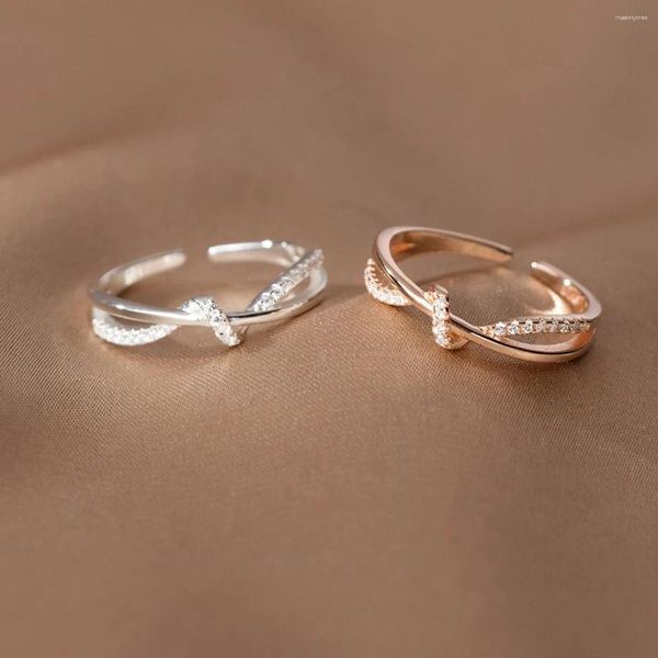 Fedi nuziali vintage in cristallo di zircone per le donne con polsino aperto anello di fidanzamento gioielli in stile coreano regalo Bague