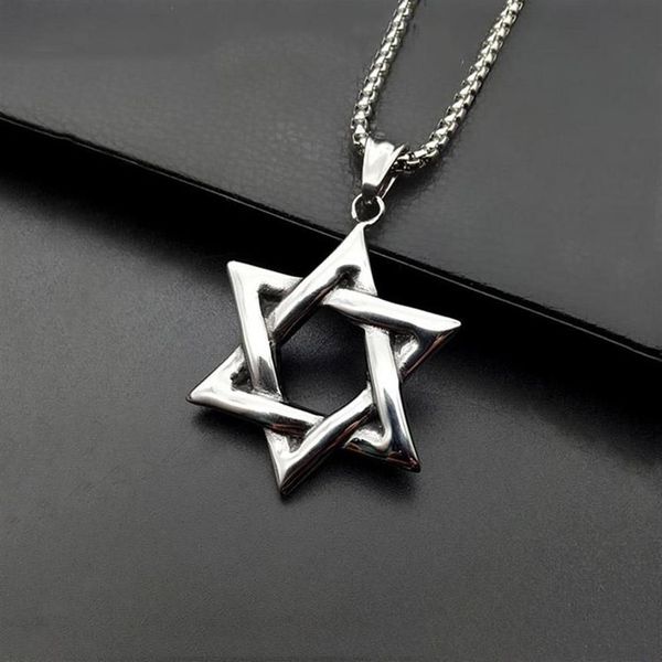 Kolye Kolyeleri David İsrail Zinciri Yıldızı Kadınlar Paslanmaz Çelik Judaica Gümüş Renkli Yahudi Erkekler Jewelrypendant310t