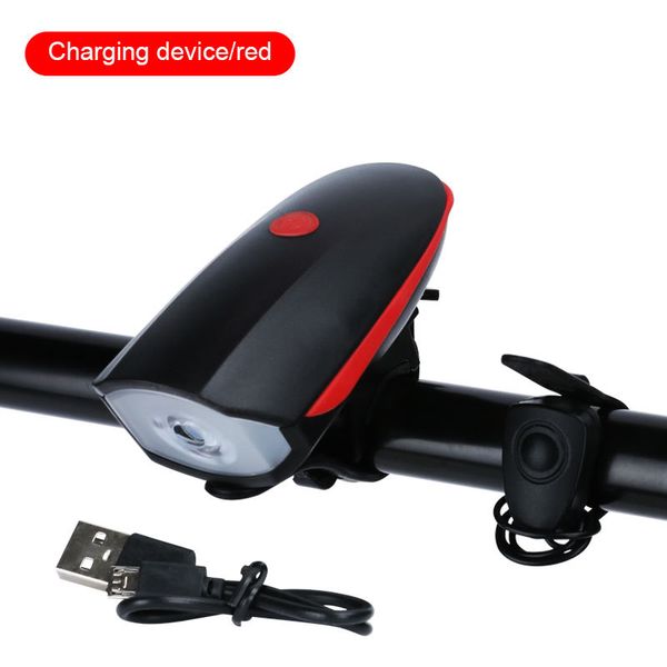 Schwarz Fahrrad Licht USB Led Wasserdichte ladung Mit Horn Mountainbike lampe Dunkle Nacht Outdoor Reiten Scheinwerfer radfahren ausrüstung