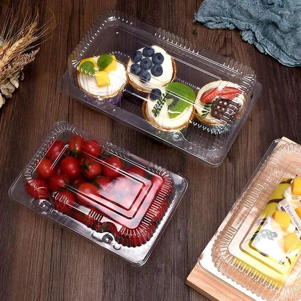 Geschenkverpackung 50 teile / los Transparenter Kunststoff Kuchenbehälter mit Deckel Dessert Obst Backbox Hochzeit Party Weihnachten Süßigkeiten Verpackung