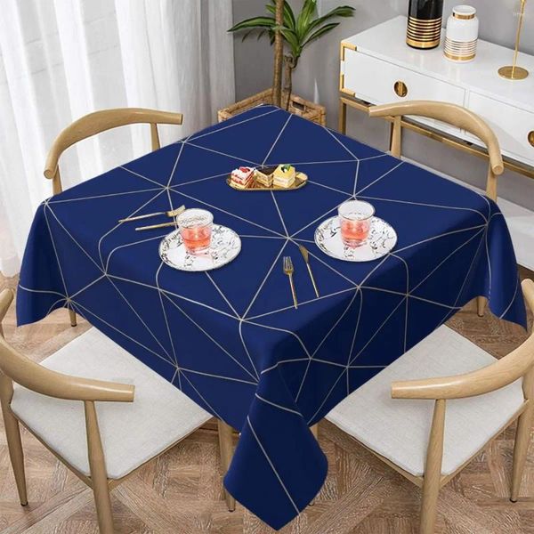 Toalha de mesa com estampa geométrica, linhas azuis, à prova d'água, eventos gráficos, decoração de mesas de jantar