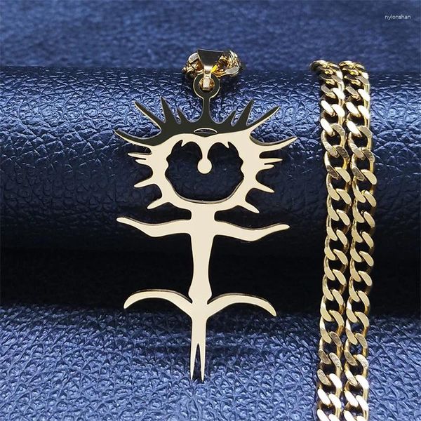 Anhänger Halsketten Edelstahl Ghostemane Falle Metall Musik Frauen Gold Farbe Halskette Schmuck Chaine Acier Inoxydable N4404S06