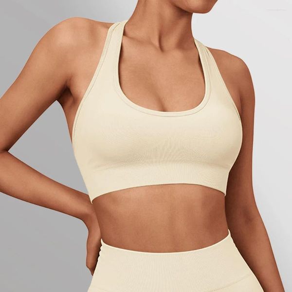 Reggiseno per abbigliamento da yoga Mujer Canottiera senza cuciture a coste senza limiti Spandex Donna Fitness Elastico traspirante Seno Gilet intimo sportivo per il tempo libero