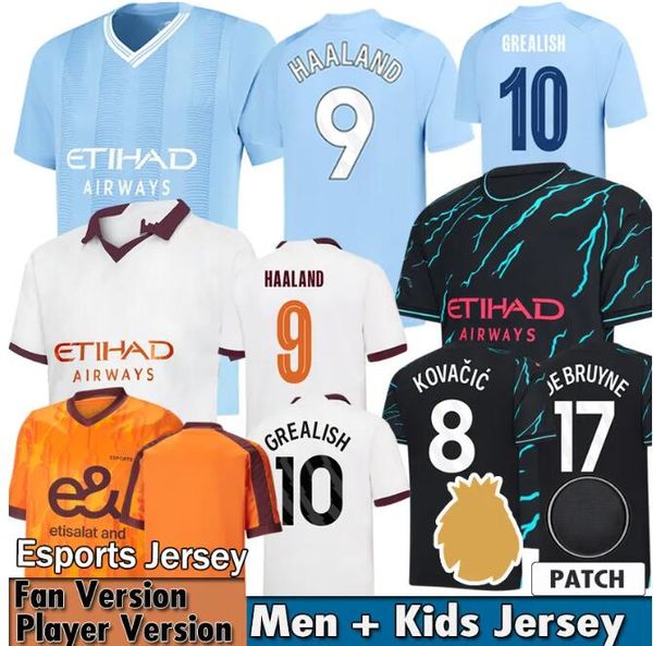 23 24 STHEVE SHORT Mans Cities Soccer Jersey ESports KIT KIT HAALAND DE BRUYNE 2023 2024 TERZO TERZO 3 ° POTTORE GK GK Player Versione Istanbul Mahrez Kit Jersey Soccer