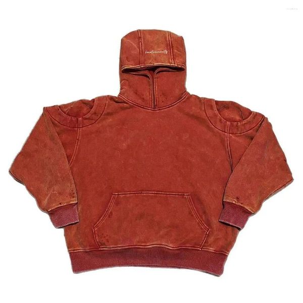 Erkek Hoodies Sonbahar Kış Ürünü Basit Ağır Hizmetli Pamuk Yıkama Yapısal Siluet Hasarlı Eski Amerikan Vintage Sweatshirt Hoodie