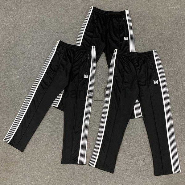 Calça masculina calça masculina agulhas casuais calças de moletom de ambos os lados Black Stripe Bordado Classic Momen Mulheres All Match Logo Retro Awge Troushers X1017