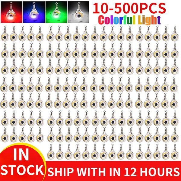 Iscas iscas 500/10pcs mini isca de pesca luz led gota profunda forma de olho subaquático lula isca luminosa para atrair peixes 231017