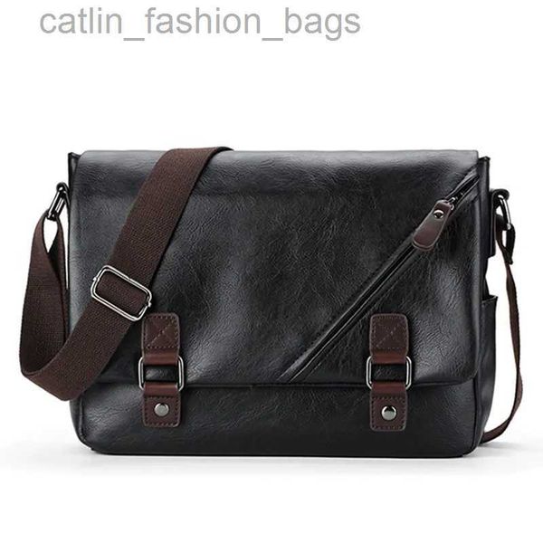 Cross Body Luxury Brand Leather Messenger Bag Masculino Preto Business Sling Bags Vintage Crossbody Bags Para Casual Bolsa De Ombro Bolsacatlin_fashion_bags