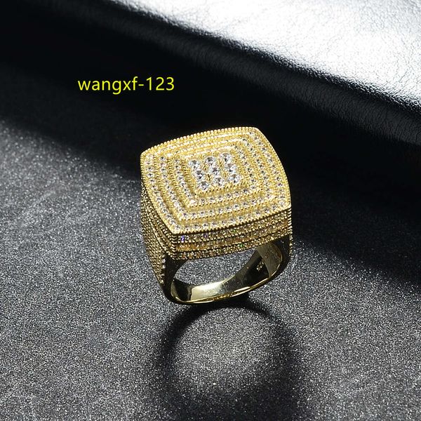 Moissanit Hip Hop Ring Iced Out Gold 925 Sterling Silber Baguettemen Quadratische Moissanit Ringe für Männer