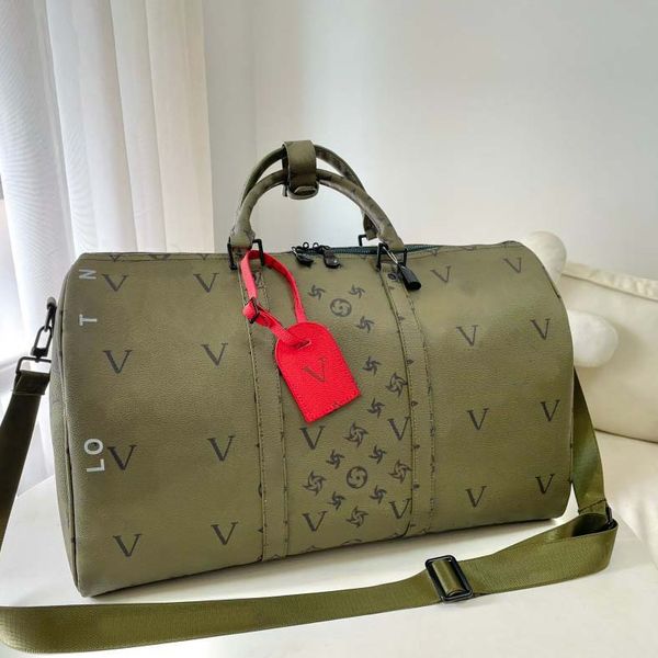 Borsone da 50 cm grande capacità vendita da viaggio donna uomo tracolla in vera pelle borsa moda bagaglio a mano fondo rivetti con testa di blocco marca S462 001