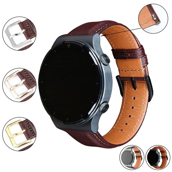 Faixas de relógio MAIKES 22mm 20mm Pulseiras de relógio de couro genuíno Pulseira para Huawei Watch GT 2 46mm 42mm Pulseira Correa Sport Wristband 231016